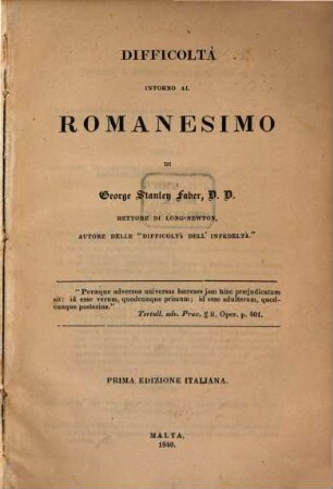 Difficolta intorno al Romanesimo