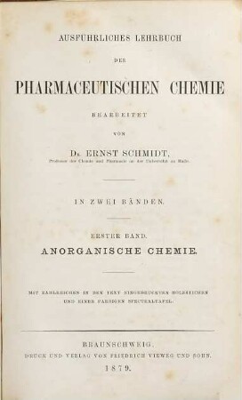 Ausführliches Lehrbuch der pharmaceutischen Chemie, 1. Anorganische Chemie