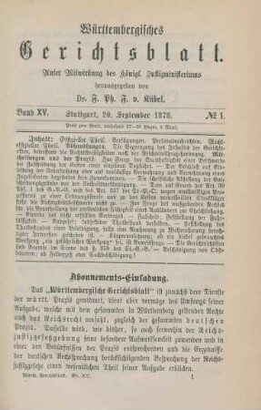 20. September 1878-18. April 1879 = No. 1-14