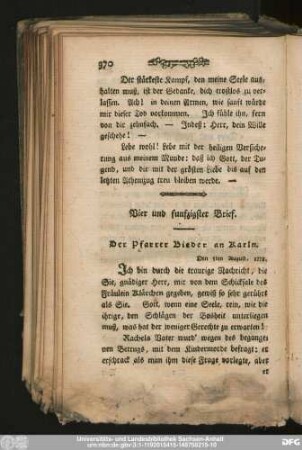 Vier und funfzigster Brief. Der Pfarrer Bieder an Karln.