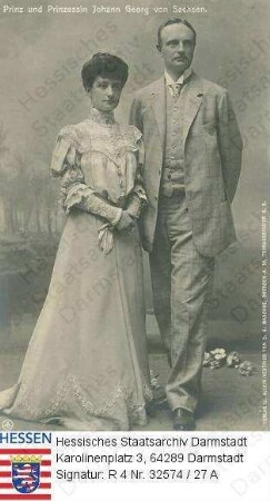 Johann Georg Prinz v. Sachsen (1869-1938) / Porträt mit zweiter Ehefrau Maria Immakulata geb. Prinzessin v. Bourbon-Sizilien (1874-1906) / stehend, Ganzfiguren