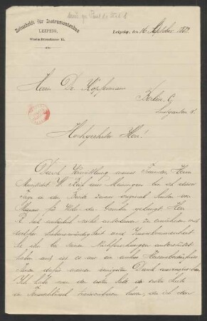 Brief an Albert Kopfermann : 16.10.1882