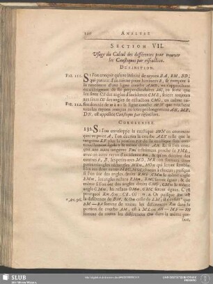 Section VII. Usage du calcul des différences pour trouver les Caustiques par réfraction