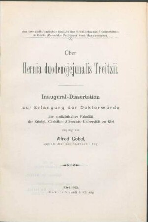 Über Hernia duodenojejunalis Treitzii