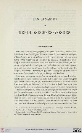 2.Ser. 7.1869: Les dynastes de Geroldseck-ès-Vosges
