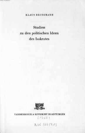 Studien zu den politischen Ideen des Isokrates