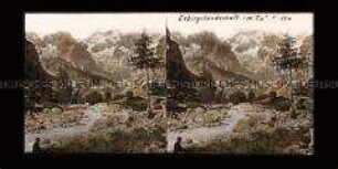 Gebirgslandschaft mit Fluss im Aostatal