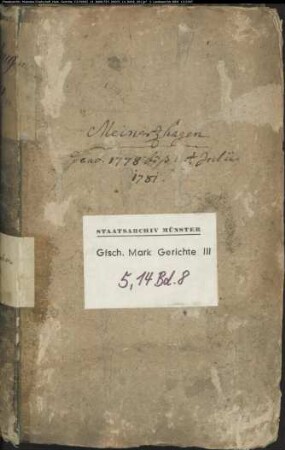 Belege zum Hypothekenbuch ("Scrinium") des Ksp. Meinerzhagen Bd. 8