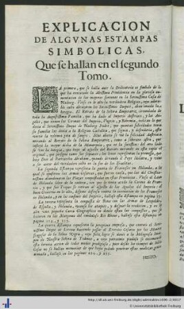 Explicacion De Algunas Estampas Simbolicas Que se hallan en el segundo Tomo.