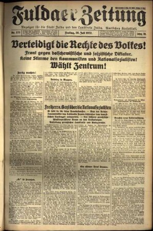 Ausgabe vom Freitag, den 29. Juli 1932.
