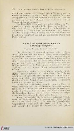 Die einfache achromatische Linse als Photographenobjectiv
