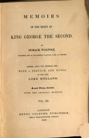 Memoirs of the reign of King George II. 3