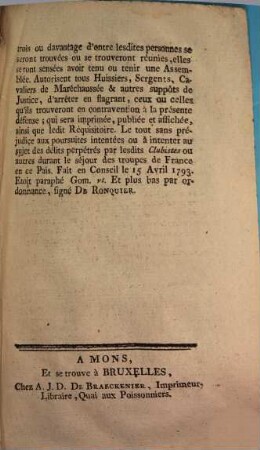A Messeigneurs, Messeigneurs le Grand-Bailli, Président et Conseiller en la Noble et Souveraine Cour à Mons