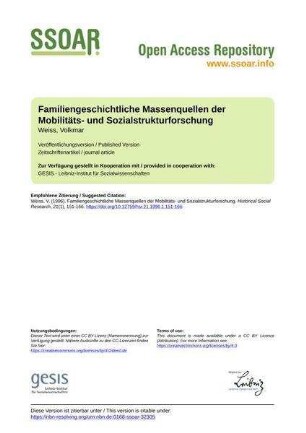 Familiengeschichtliche Massenquellen der Mobilitäts- und Sozialstrukturforschung
