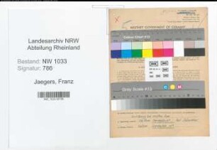 Entnazifizierung Franz Jaegers , geb. 05.05.1910 (Schlosser)