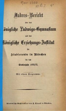 Jahresbericht .... 1876/77