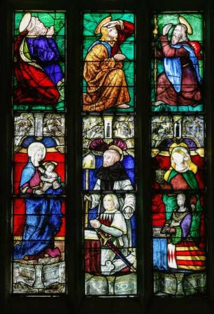 Frankreich. Bretagne. Morbihan. Chapelle Sainte Barbe. 15 Jahrhundert. Renaissance Fenster