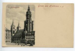 "St. Kilianskirche" - Außenansicht der Kilianskirche und Marktplatz mit Haus Kaiserstraße 34
