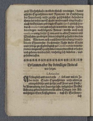 Es lauten aber die bewilligte Articul wie folget.