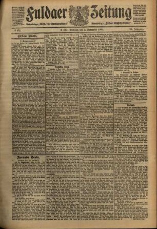 Erste Ausgabe vom Mittwoch, den 03. November 1909.