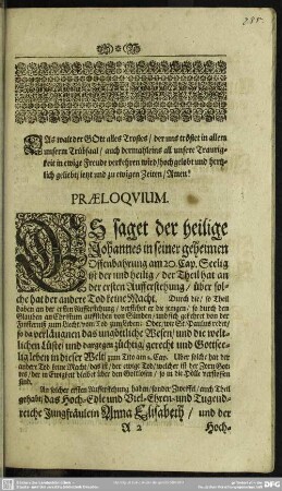 Leichenpredigt : Christliche Leich-Predigt. Praeloquium. Exordium.