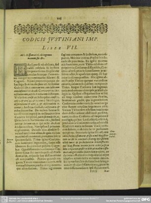 Codicis Iustiniani Imp. Liber VII