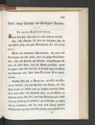 Ueber einige Sprüche des Predigers Salomo.