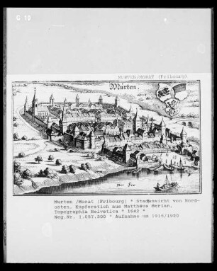Ansicht von Murten aus der Topographia Helvetica von Matthäus Merian