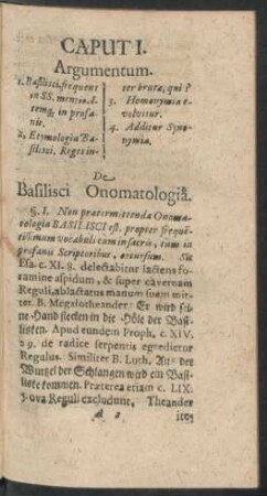 Caput I. De Basilisci Onomatologia