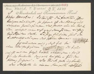 Briefkarte an Ferruccio Busoni : 08.10.1916