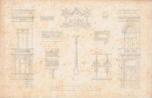 Wohngebäude Viktoriastraße, Berlin: Details (aus: Atlas zur Zeitschrift für Bauwesen, hrsg. v. G. Erbkam, Jg. 9, 1859)