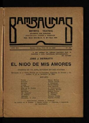 El nido de mis amores : comedia en un acto, dividido en dos cuadros