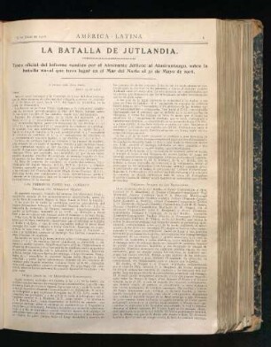 La Batalla de Jutlandia. : Texto oficial del Informe rendido por el Almirante Jellicoe al Almirantazgo, sobre la batalla naval que tuvo lugar en el Mar del Norte el 31 de Mayo de 1916.