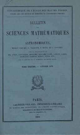Tome Onziéme. - Octobre 1876.