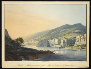 Ansicht von Herrnskretschen in der Böhmischen Schweiz, Umrißradierung, 1820