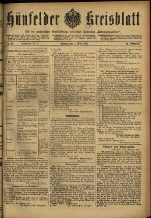 Ausgabe vom Samstag, den 01. März 1919.