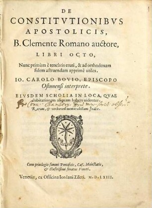 De constitutionibus Apostolicis : libri octo ...