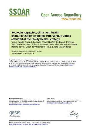 Sociodemographic, clinic and health characterization of people with venous ulcers attended at the family health strategy