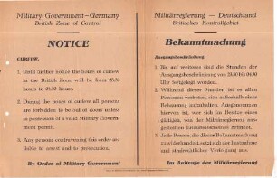 Ausgangsbeschränkung der Militärregierung Deutschland, Britisches Kontrollgebiet