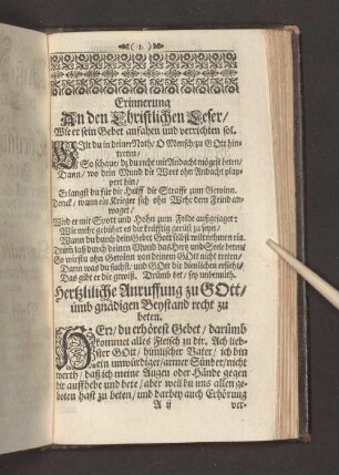 Erinnerung An den Christlichen Leser/