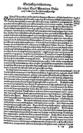 Hie volget Bapst Alexanders Bulla, auß welcher der Reüßen tauff genügsam bekandt wirdt