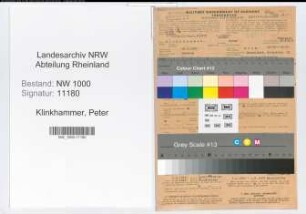 Entnazifizierung Peter Klinkhammer, geb. 16.03.1897 (Vers.Angest.)