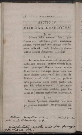 Sectio IV. Medicina Graecorum