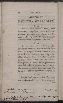Sectio IV. Medicina Graecorum
