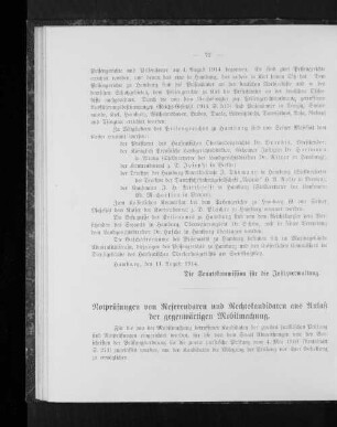 Notprüfungen von Referendaren und Rechtskandidaten aus Anlaß der gegenwärtigen Mobilmachung