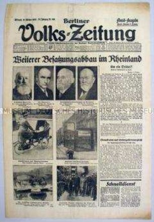 Berliner Volks-Zeitung u.a. zur französischen Besetzung des Rheinlandes