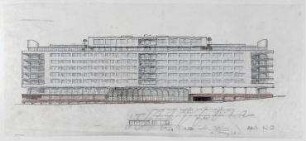 Beschränkter Wettbewerb Bürogebäude Soorstraße (nicht realisiert) – Nordostansicht. Berlin-Charlottenburg, Soorstraße 80-81
