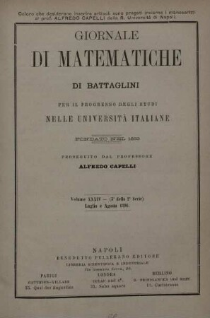 Volume XXXIV - Luglio e Agosto 1896.