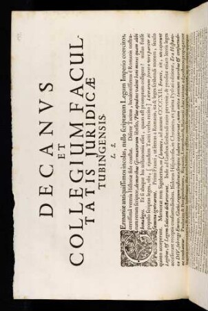 Decanvs Et Collegium Facultatis Juridicae Tubingensis. L. S.