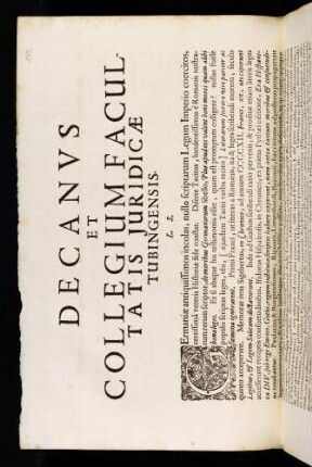 Decanvs Et Collegium Facultatis Juridicae Tubingensis. L. S.